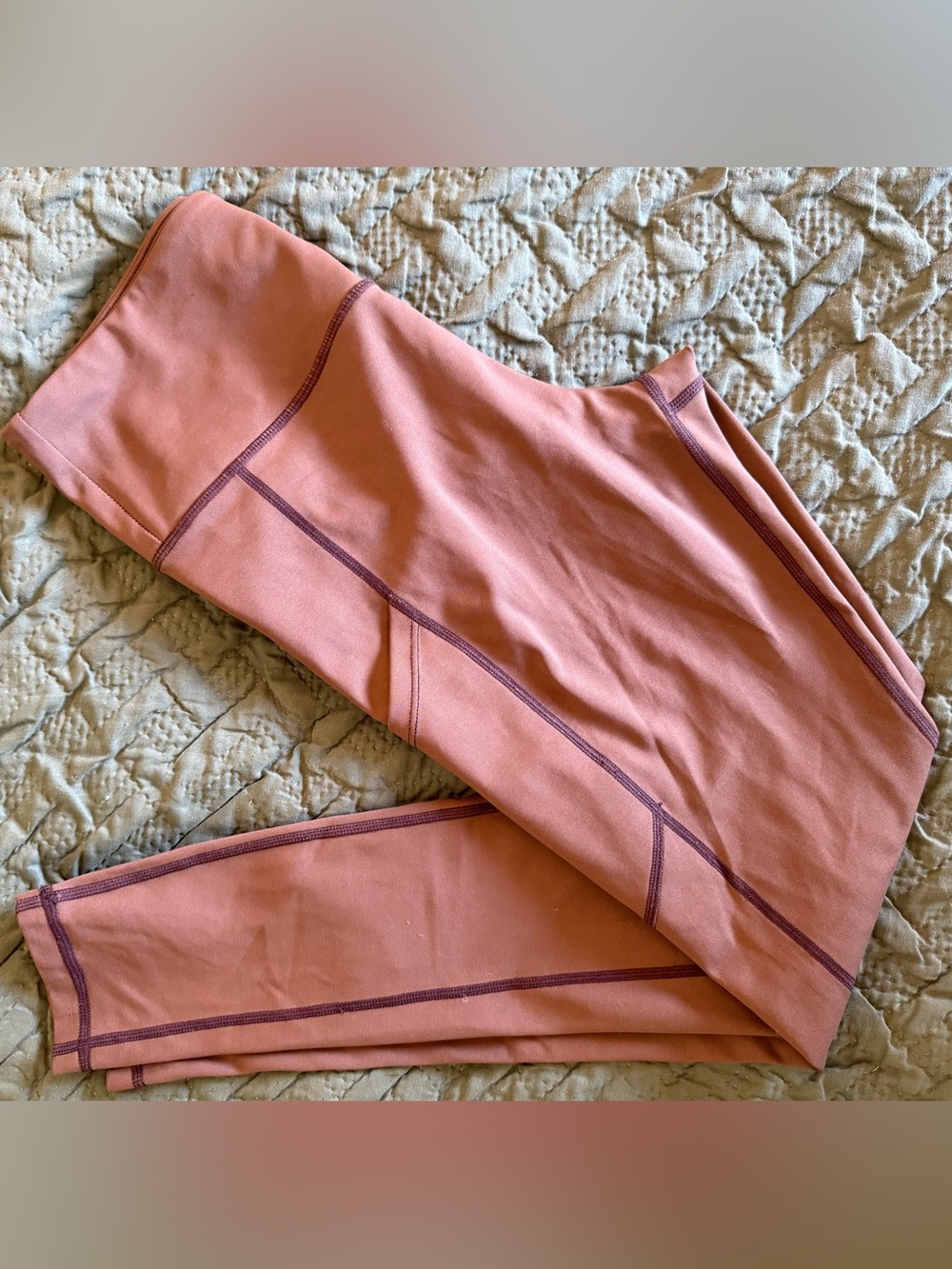 Amazon Brown High-Rise Contrast Seam Leggings With Pockets Size 4/6 Small